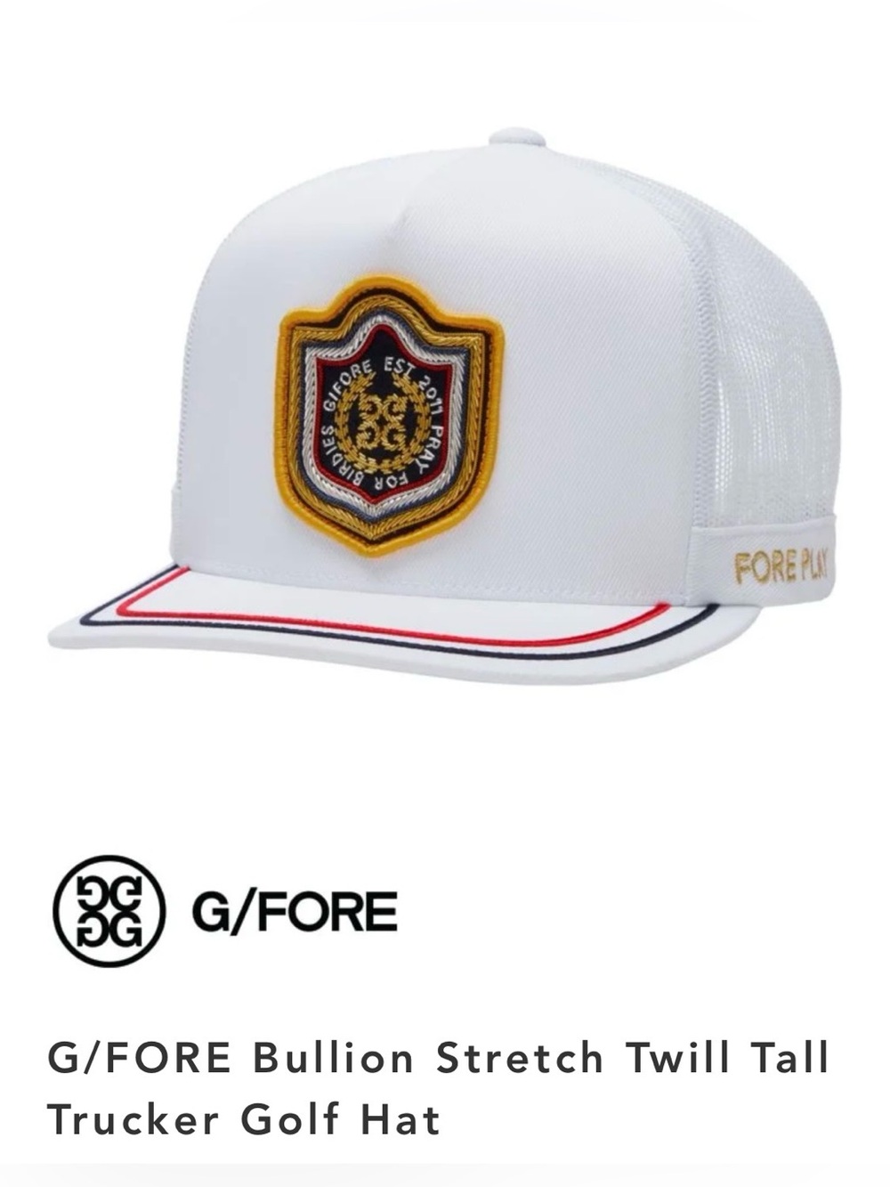 G/FORE Bullion Stretch Snapback Pray For Birdies Golf Cap TALL TRUCKER-STYLE HAT